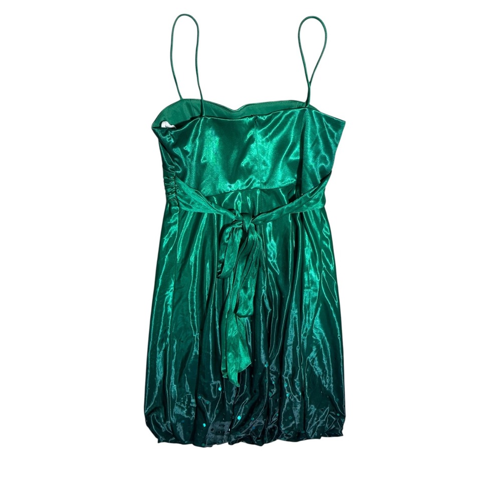 Jump Apparel NWT Emerald Green Sequin Bubble Hem homecoming Dress Sz 9/10 Y2K - Picture 3 of 6